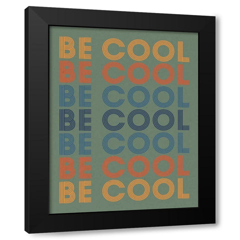 Retro Words II Green Black Modern Wood Framed Art Print by Wild Apple Portfolio