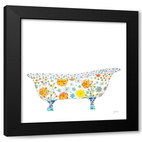 Flower Garden Tub II Black Modern Wood Framed Art Print with Double Matting by Davis, Joan E.