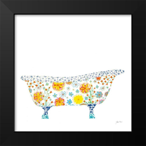 Flower Garden Tub II Black Modern Wood Framed Art Print by Davis, Joan E.