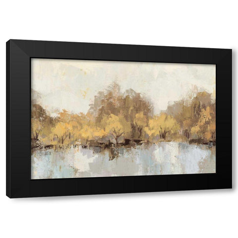 Autumn River Reflection Gold Black Modern Wood Framed Art Print with Double Matting by Vassileva, Silvia