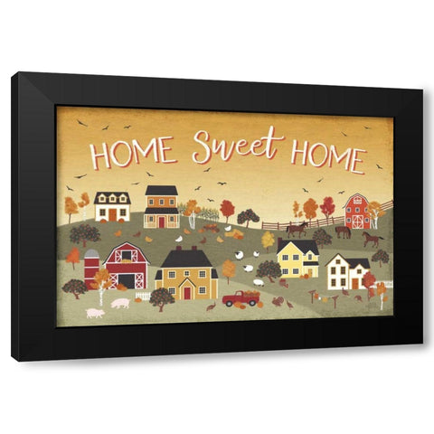 Harvest Village II Script Black Modern Wood Framed Art Print with Double Matting by Marshall, Laura