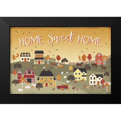 Harvest Village II Script Black Modern Wood Framed Art Print by Marshall, Laura