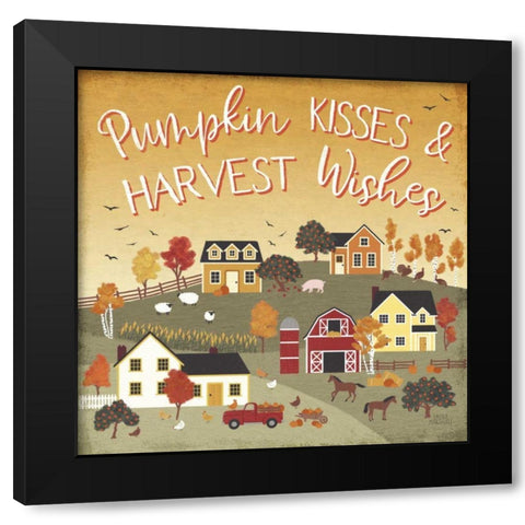 Harvest Village IV Script Black Modern Wood Framed Art Print with Double Matting by Marshall, Laura