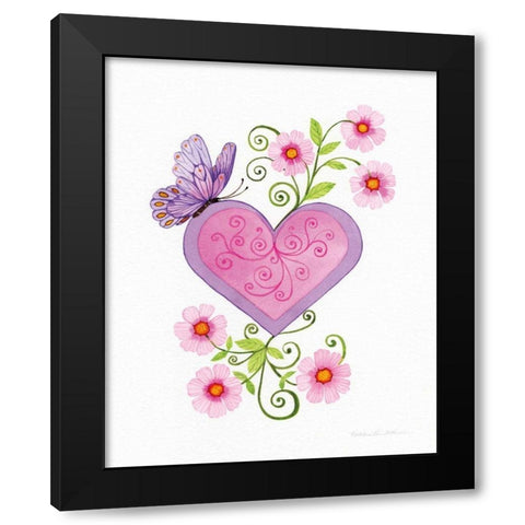 Hearts and Flowers IV Black Modern Wood Framed Art Print by McKenna, Kathleen Parr
