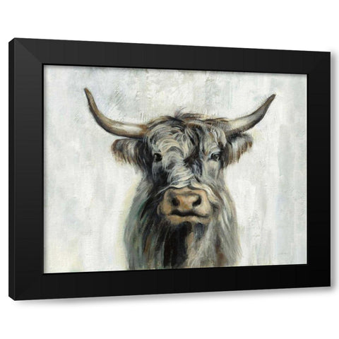 Highland Cow Horizontal Black Modern Wood Framed Art Print by Vassileva, Silvia