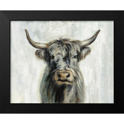 Highland Cow Horizontal Black Modern Wood Framed Art Print by Vassileva, Silvia