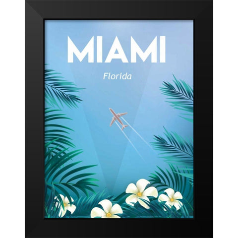 Miami Black Modern Wood Framed Art Print by Escalante, Omar