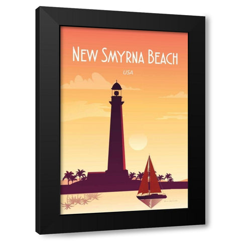 New Smyrna Beach Black Modern Wood Framed Art Print with Double Matting by Escalante, Omar