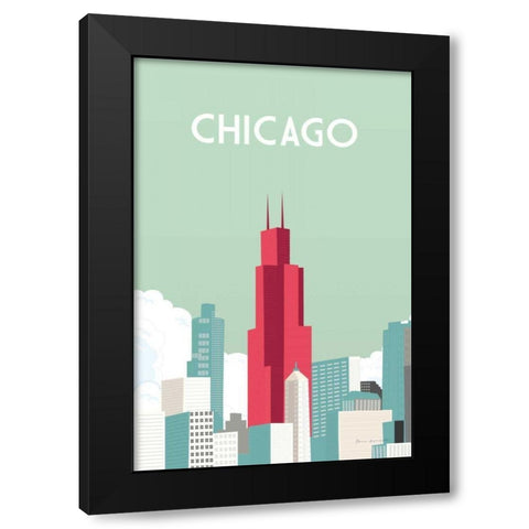 Chicago Black Modern Wood Framed Art Print with Double Matting by Escalante, Omar