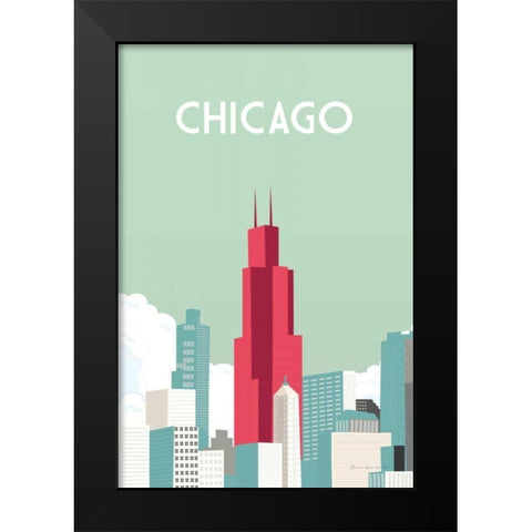 Chicago Black Modern Wood Framed Art Print by Escalante, Omar