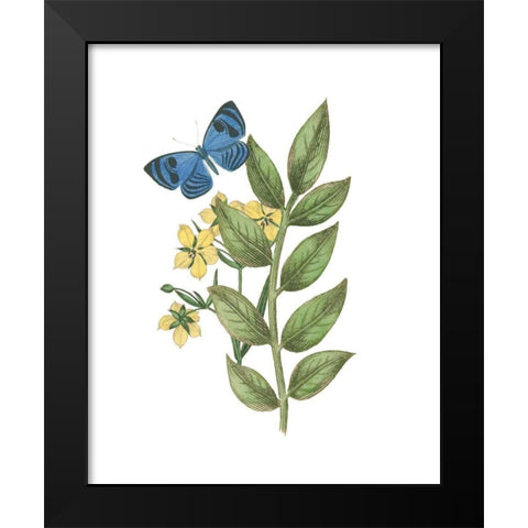 Greenery Butterflies IV Black Modern Wood Framed Art Print by Wild Apple Portfolio