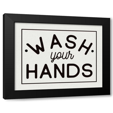 Bathroom Rules I Black Modern Wood Framed Art Print by Wild Apple Portfolio
