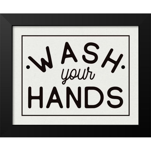 Bathroom Rules I Black Modern Wood Framed Art Print by Wild Apple Portfolio
