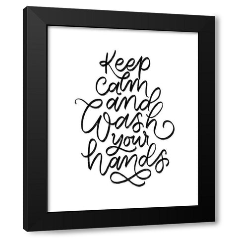 Wash Your Hands I Black Modern Wood Framed Art Print by Thorns, Becky