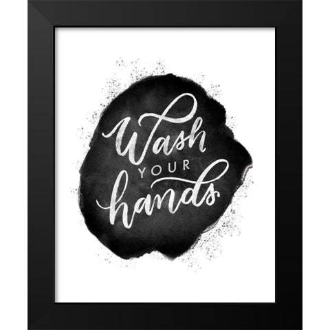 Wash Your Hands V Black Modern Wood Framed Art Print by Thorns, Becky