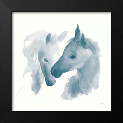 Nuzzling I Blue Black Modern Wood Framed Art Print by Paschke, Chris