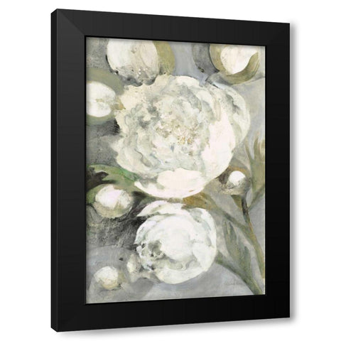 Favorite White Peonies Black Modern Wood Framed Art Print by Hristova, Albena