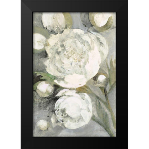Favorite White Peonies Black Modern Wood Framed Art Print by Hristova, Albena
