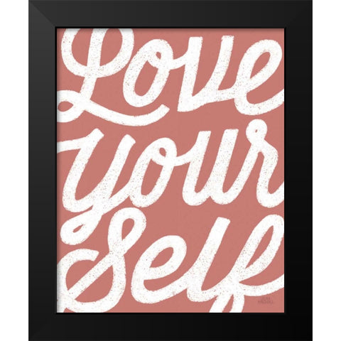 Positivity VIII Coral Black Modern Wood Framed Art Print by Marshall, Laura