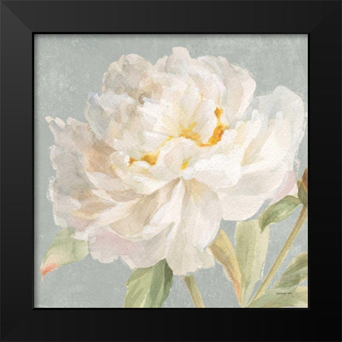 Garden Peony Neutral Crop Black Modern Wood Framed Art Print by Nai, Danhui