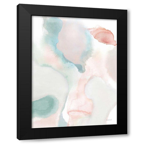 Sage and Pink Abstract I Black Modern Wood Framed Art Print with Double Matting by Nai, Danhui