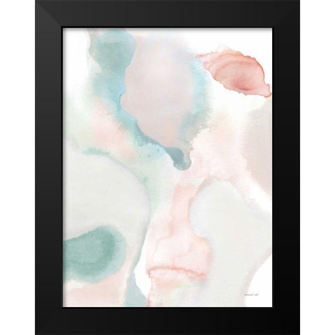 Sage and Pink Abstract I Black Modern Wood Framed Art Print by Nai, Danhui