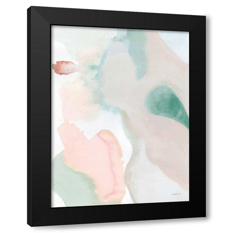Sage and Pink Abstract II Black Modern Wood Framed Art Print by Nai, Danhui