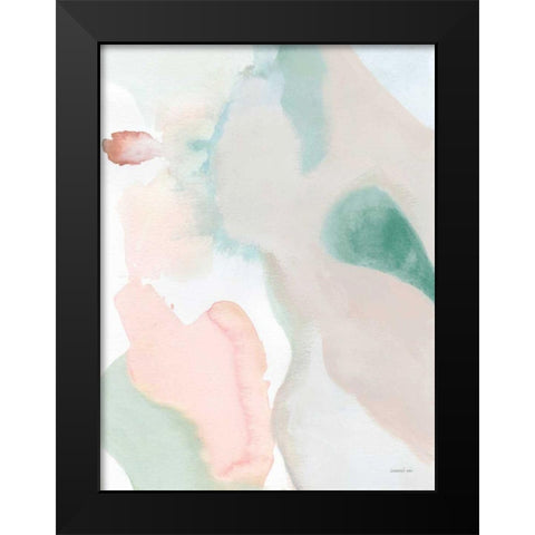 Sage and Pink Abstract II Black Modern Wood Framed Art Print by Nai, Danhui