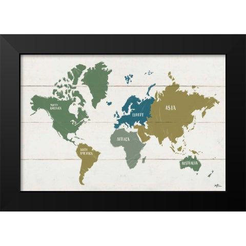 Peace and Lodge World Map Black Modern Wood Framed Art Print by Penner, Janelle