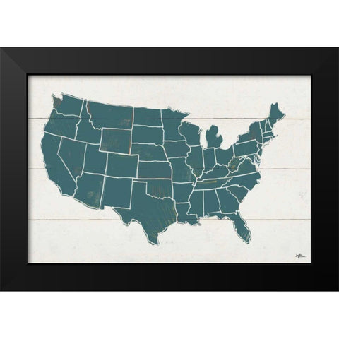 Peace and Lodge USA Map Black Modern Wood Framed Art Print by Penner, Janelle