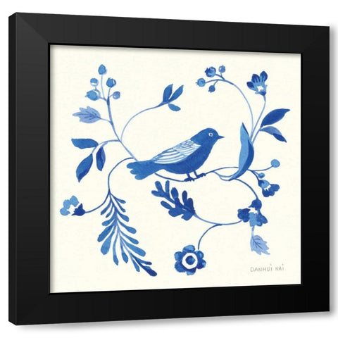 Songbird Celebration II Black Modern Wood Framed Art Print with Double Matting by Nai, Danhui