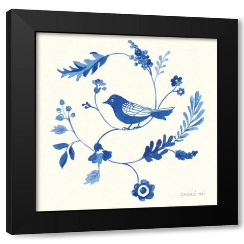 Songbird Celebration III Black Modern Wood Framed Art Print with Double Matting by Nai, Danhui