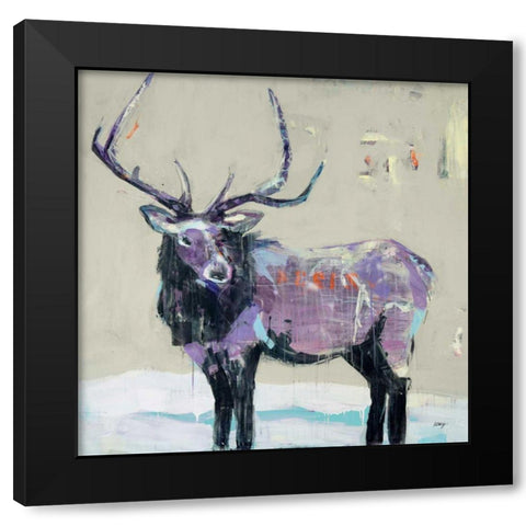 Winter Elk Black Modern Wood Framed Art Print by Day, Kellie