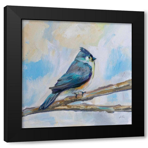 Titmouse Black Modern Wood Framed Art Print with Double Matting by Vertentes, Jeanette