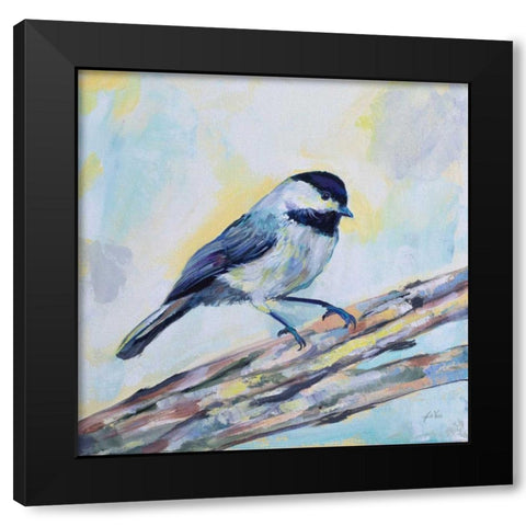 Chickadee Black Modern Wood Framed Art Print with Double Matting by Vertentes, Jeanette