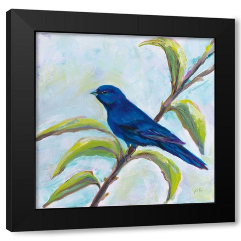 Indigo Bunting Black Modern Wood Framed Art Print with Double Matting by Vertentes, Jeanette