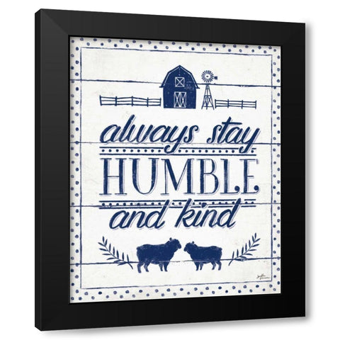 Country Thoughts IV Indigo White Black Modern Wood Framed Art Print with Double Matting by Penner, Janelle