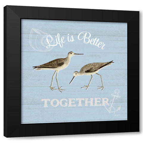 Bayside IV Blue Black Modern Wood Framed Art Print with Double Matting by Pertiet, Katie