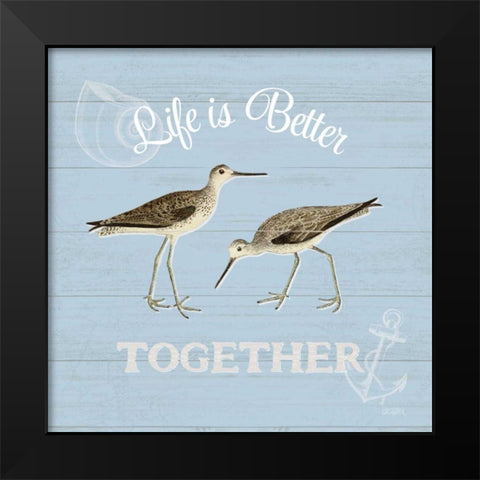 Bayside IV Blue Black Modern Wood Framed Art Print by Pertiet, Katie