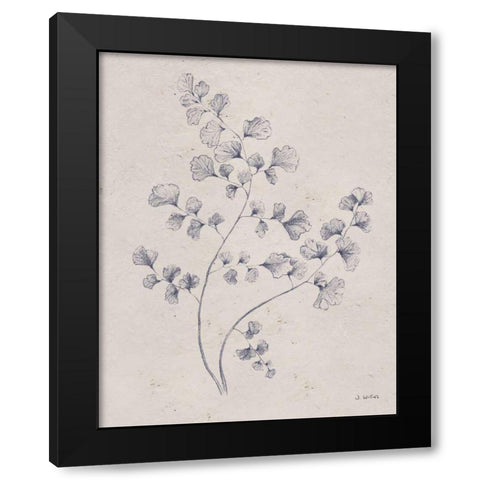 Soft Summer Sketches IV Navy Black Modern Wood Framed Art Print with Double Matting by Wiens, James