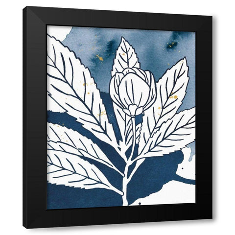 Indigo Blooms IV Black Modern Wood Framed Art Print by Wild Apple Portfolio
