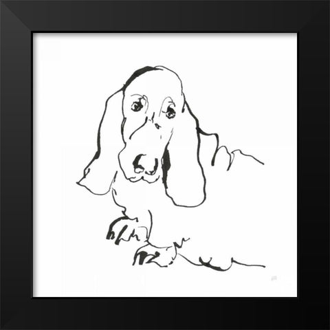 Line Dog Basset Hound Black Modern Wood Framed Art Print by Paschke, Chris