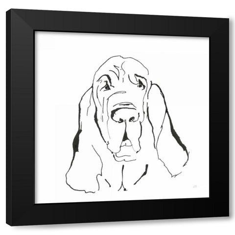 Line Dog Bloodhound I Black Modern Wood Framed Art Print by Paschke, Chris