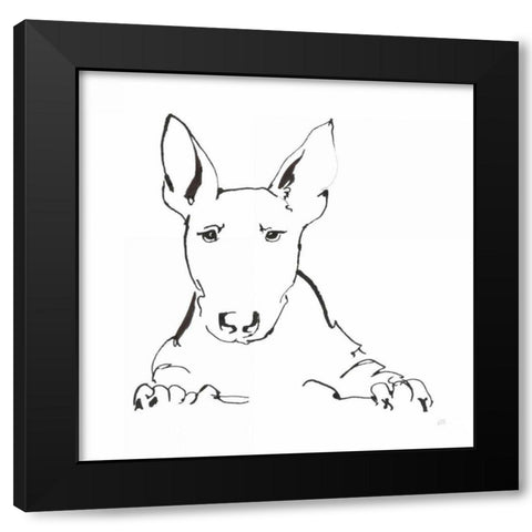 Line Dog Bull Terrier Black Modern Wood Framed Art Print with Double Matting by Paschke, Chris