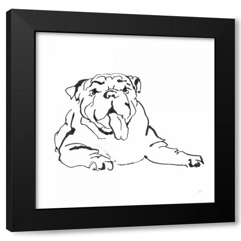 Line Dog Bulldog I Black Modern Wood Framed Art Print by Paschke, Chris