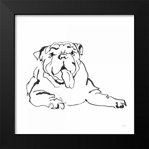 Line Dog Bulldog I Black Modern Wood Framed Art Print by Paschke, Chris
