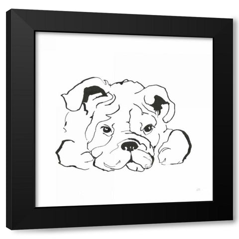 Line Dog Bulldog II Black Modern Wood Framed Art Print with Double Matting by Paschke, Chris