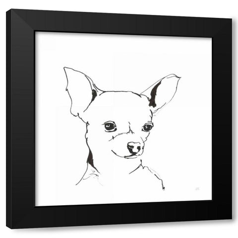 Line Dog Chihuahua Black Modern Wood Framed Art Print by Paschke, Chris