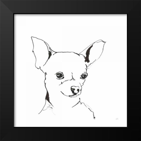 Line Dog Chihuahua Black Modern Wood Framed Art Print by Paschke, Chris