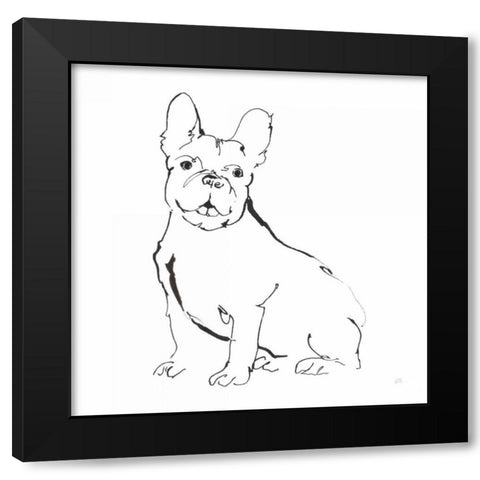 Line Dog French Bulldog II Black Modern Wood Framed Art Print with Double Matting by Paschke, Chris